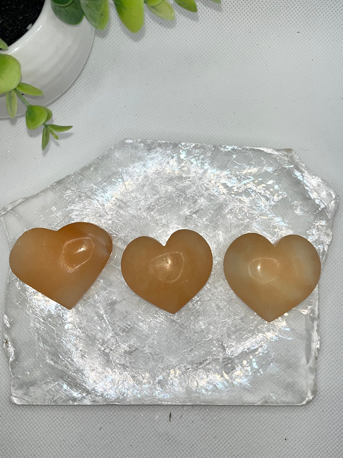 Peach Selenite Heart